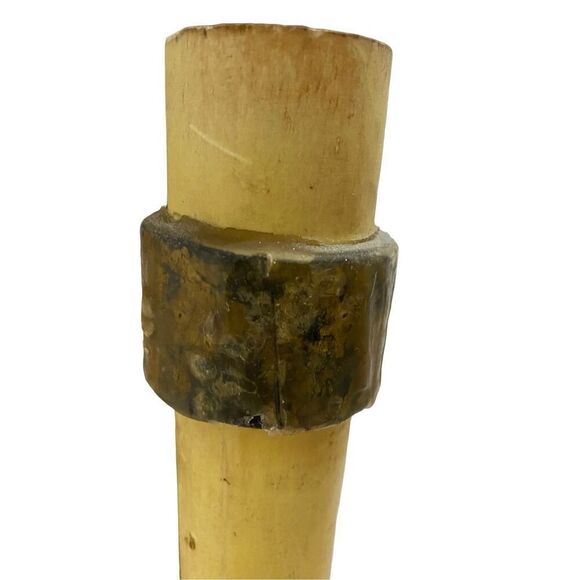 French Vintage 4 Light Gilt Iron  Fixture with Large Wax Candles Gothic Style Me - Picture 5 of 7